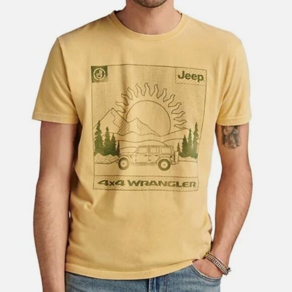 NWT Lucky Brand Mens Jeep Explorer Short Sleeve Graphic T-Shirt X-Large Yellow - Picture 1 of 7